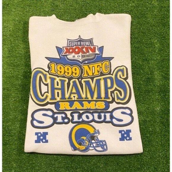 Tultex Other - Vintage St Louis Rams sweatshirt mens large white blue crewneck super bowl NFL